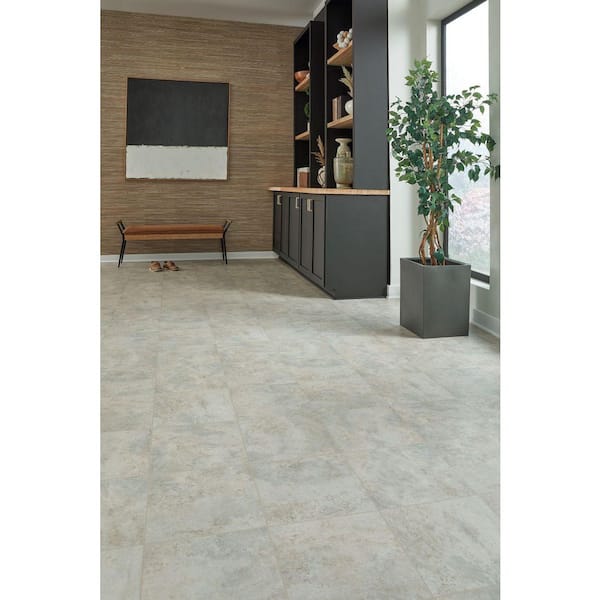 TrafficMaster Take Home Sample - Taupe Gray Tile 10 MIL x 6 in. x
