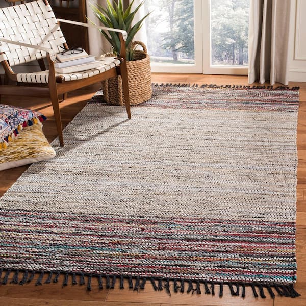 Vintage Leather Beige/Multi 6 ft. x 6 ft. Square Solid Area Rug