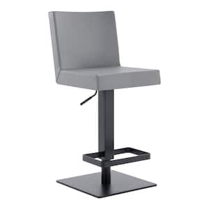 Legacy Contemporary Swivel Bar Stool in Matte Black and Grey Faux Leather