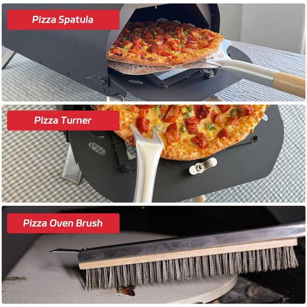 ピザ用具 7 Piece Pizza Oven Accessories Kit Stainless Steel Peel, Brush