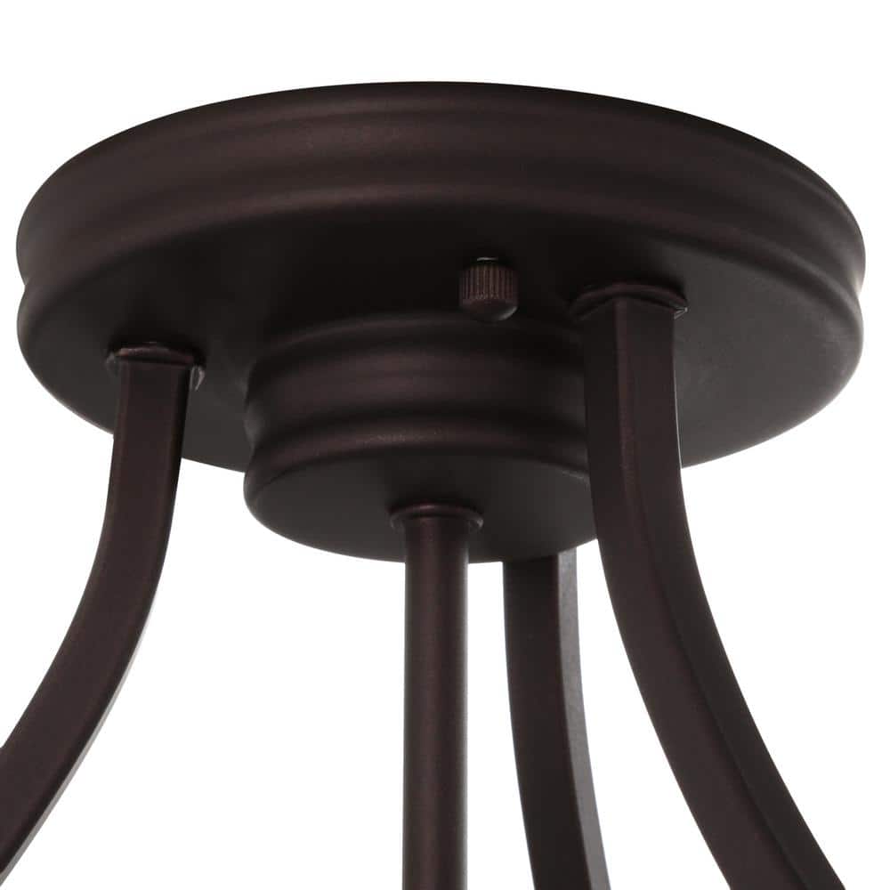 Elegant Jackson Bronze 15.75" Semi-Flush Bowl Ceiling Light with Opal Glass
