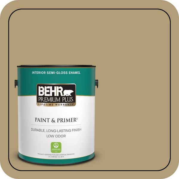 BEHR PREMIUM PLUS 1 gal. #S320-5 Ginger Tea Semi-Gloss Enamel Low Odor Interior Paint & Primer