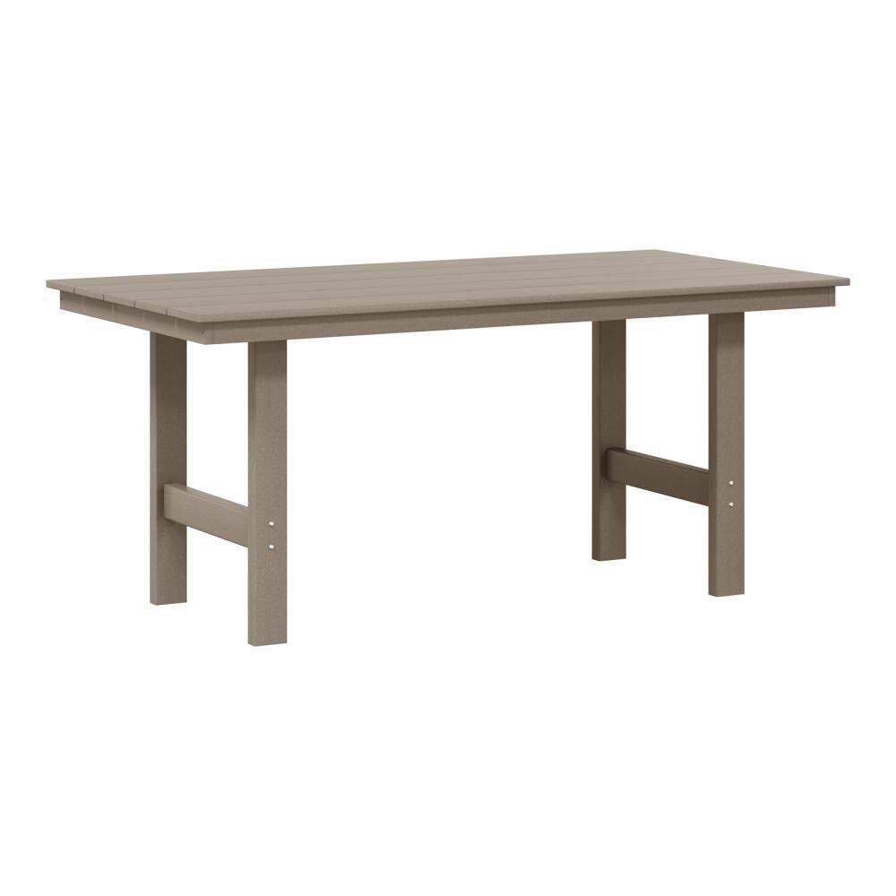 "Shoreside Plastic All-Weather 66"" x 34"" Rectangular Outdoor Patio Dining Table, Weathered Wood" price history on PriceWatchPro