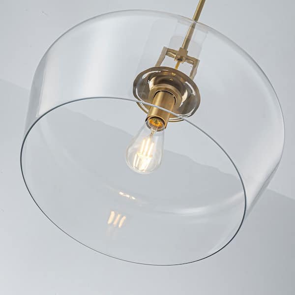 ZYZWMB Tallivor 18 in. 1-Light Brass Pendant Light with Clear