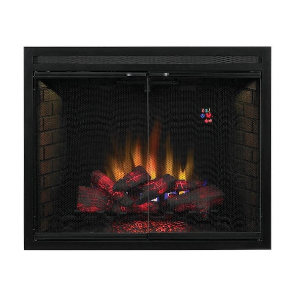 SpectraFire 39 in. Traditional Built-in Electric Fireplace Insert with Glass Door and Mesh Screen