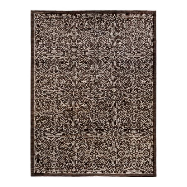 Chloe & Olivia Home Electric 10 ft. x 14 ft. Brown Striped Wool Indoor ...
