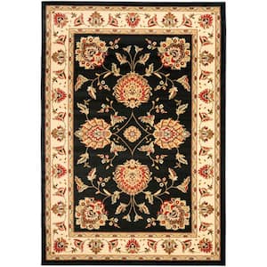 Lyndhurst Black/Ivory Doormat 3 ft. x 5 ft. Border Floral Geometric Area Rug