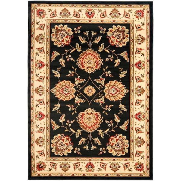 SAFAVIEH Lyndhurst Black/Ivory 5 ft. x 8 ft. Border Floral Geometric Area Rug