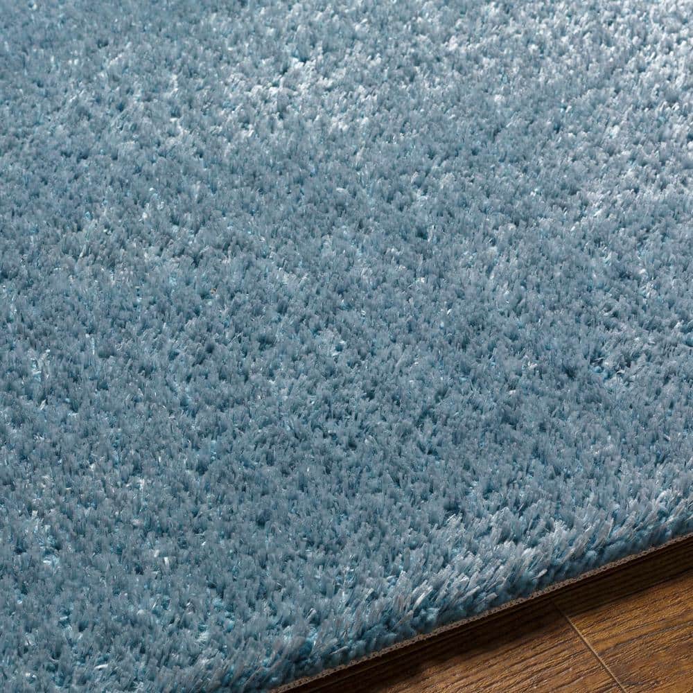 Heavenly Blue Plush Shag Rectangle Rug 7'10" x 10'