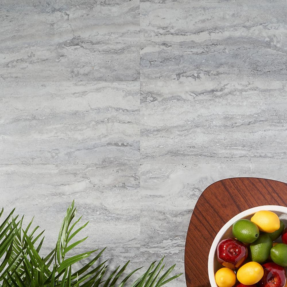 Elmdale Gray 24'' x 12'' Vinyl Tile with Stone Look
