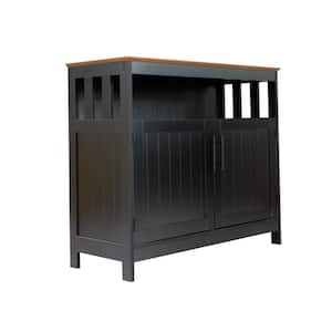 Walnut Top/Black Frame Bar Cabinet