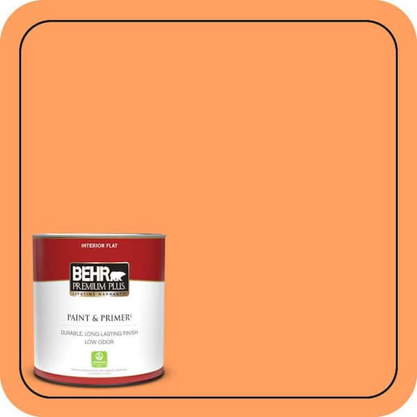BEHR PREMIUM PLUS 1 qt. #250B-5 Orange Spice Flat Low Odor Interior Paint & Primer