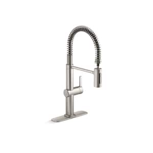 Clarus Semi Professional Single Handle Pull Down Sprayer Kitchen Faucet in Vibrant Stainless
