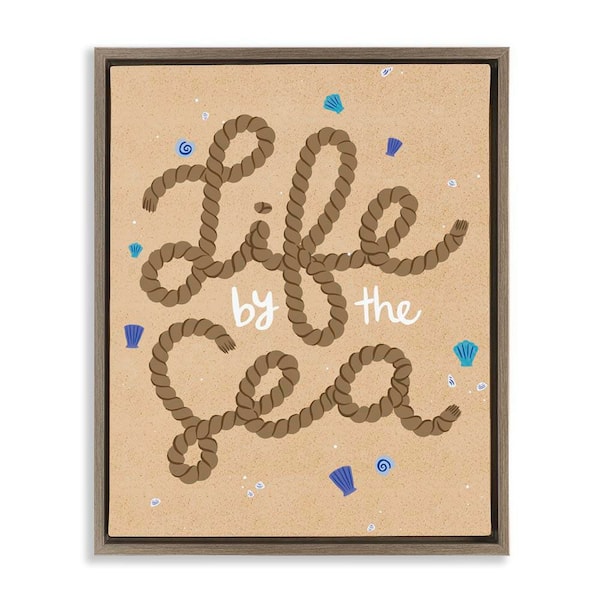 Stupell Industries Life By Sea Nautical Rope by Deborah Curiel Brown Floater Frame Coastal Graphic Art Print 21 in. x 17 in.