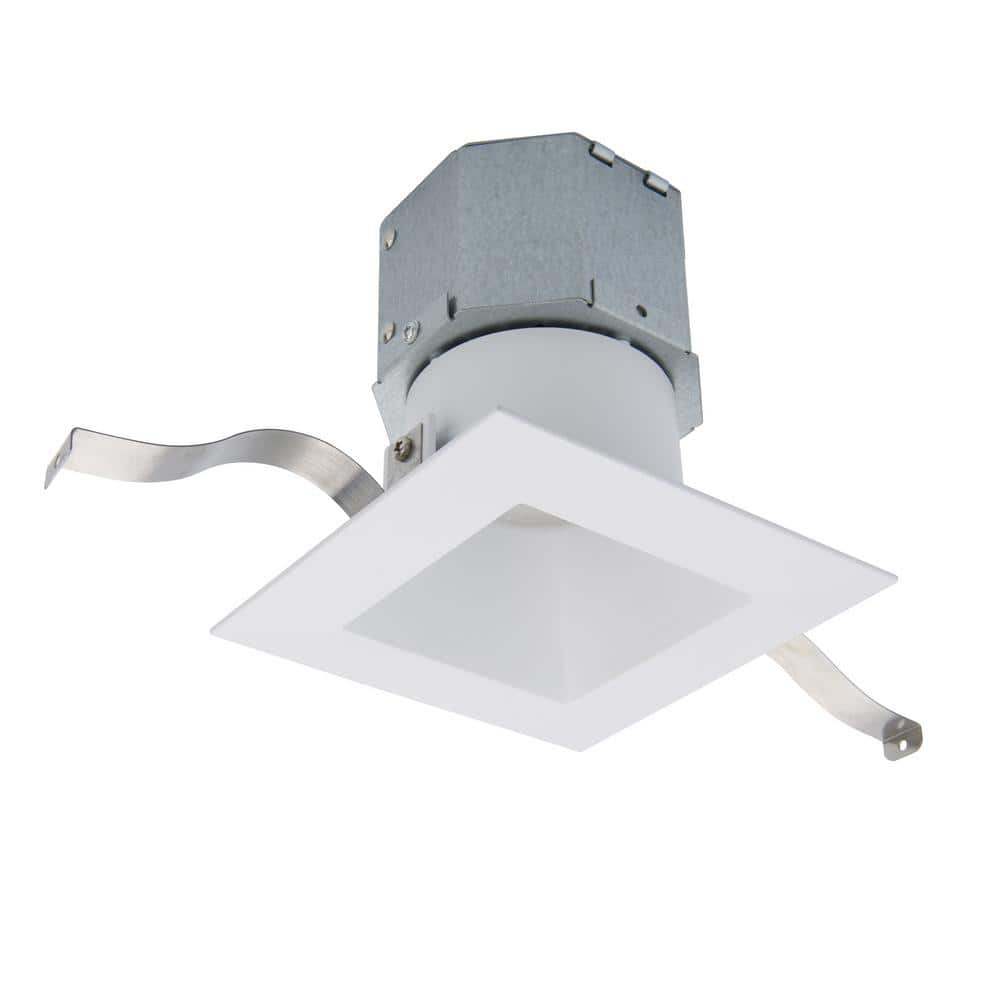 Sleek Square 5" White Aluminum LED Recessed Light Kit - Energy Star