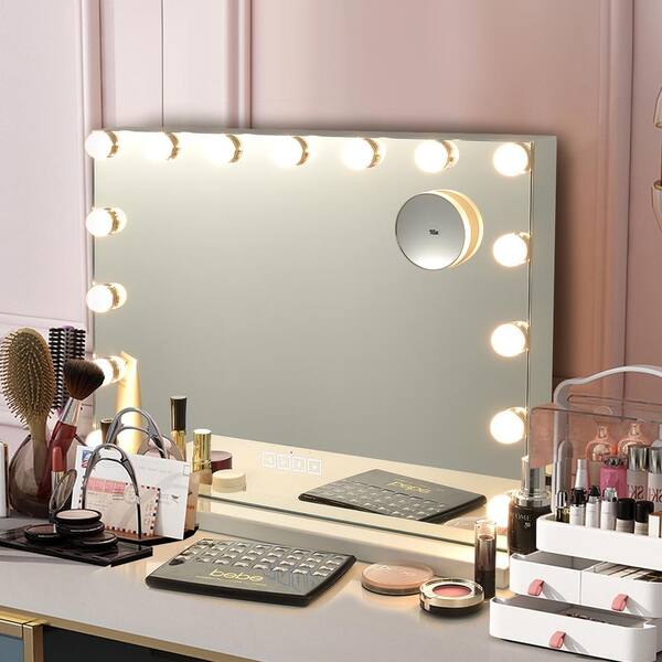 Costway Wall 23 In W X 20 H Frameless Square Lighted Mirror Touch Control Bathroom Vanity White Hb86948us The Home Depot Costway Wall 23 In W X 20 H, Vanity Mirror With Lights Home Depot