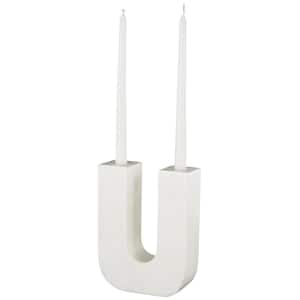 White Marble Abstract U Shaped Candle Holder