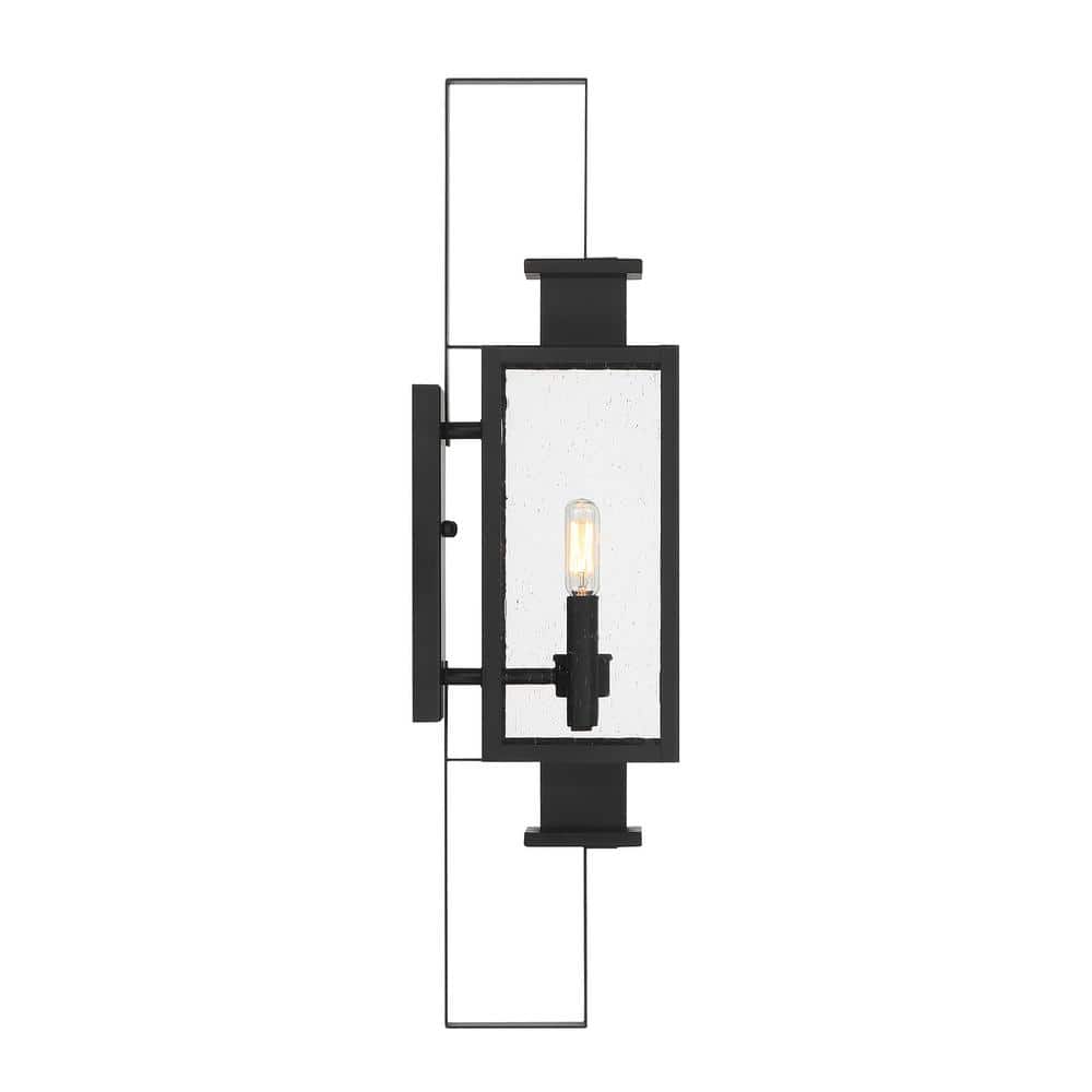 Matte Black Dimmable Outdoor Lantern with Clear Seeded Glass