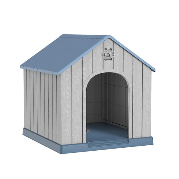 Large Dog House Outdoor Indoor for Medium Large Dogs, Durable Plastic Waterproof Doghouse w/Air Vents and Elevated Floor