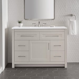 Clady 49 in. W x 19 in. D x 35 in. H Single Sink Freestanding Bath Vanity in Gray with Silver Ash Cultured Marble Top