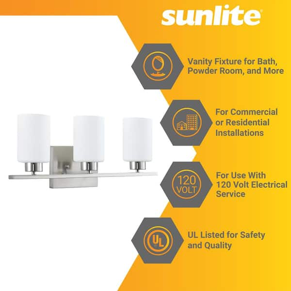 Sunlite 22 in. 3-light Brushed Nickel Modern Cylinder Wall