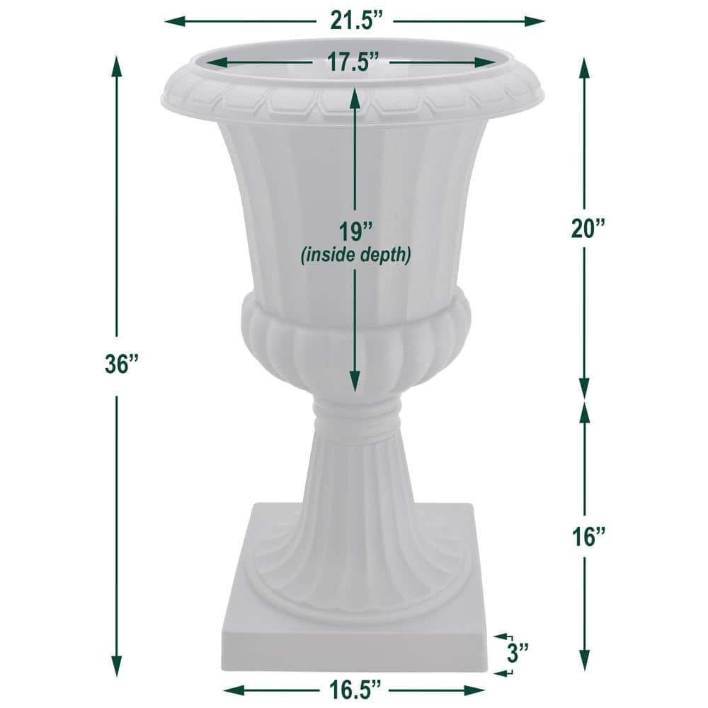 Large Black Plastic Classic Outdoor Urn Planter