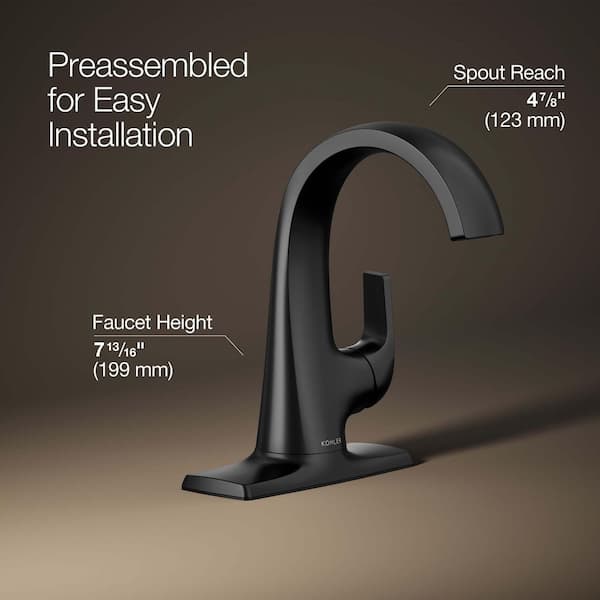 KOHLER Cursiva Single Handle Single Hole Bathroom Faucet in Matte