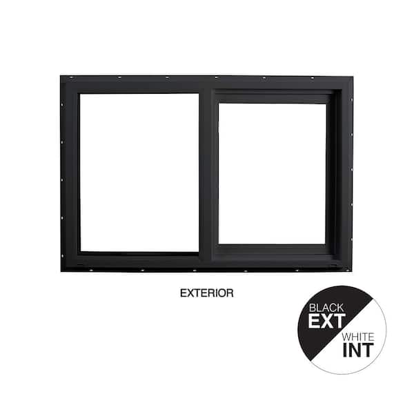 71.5 in. x 47.5 in. Select Series Left Hand Horizontal Sliding Vinyl Black Window with White Int, HPSC Glass and Screen