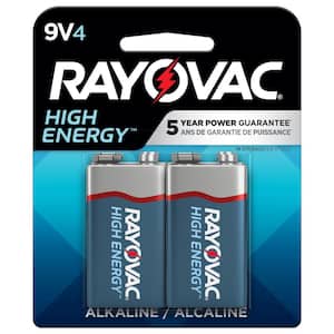 High Energy 9V Batteries (4-Pack), Alkaline 9 Volt Batteries