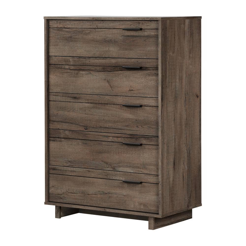 Fall Oak Industrial Vertical 5-Drawer Chest