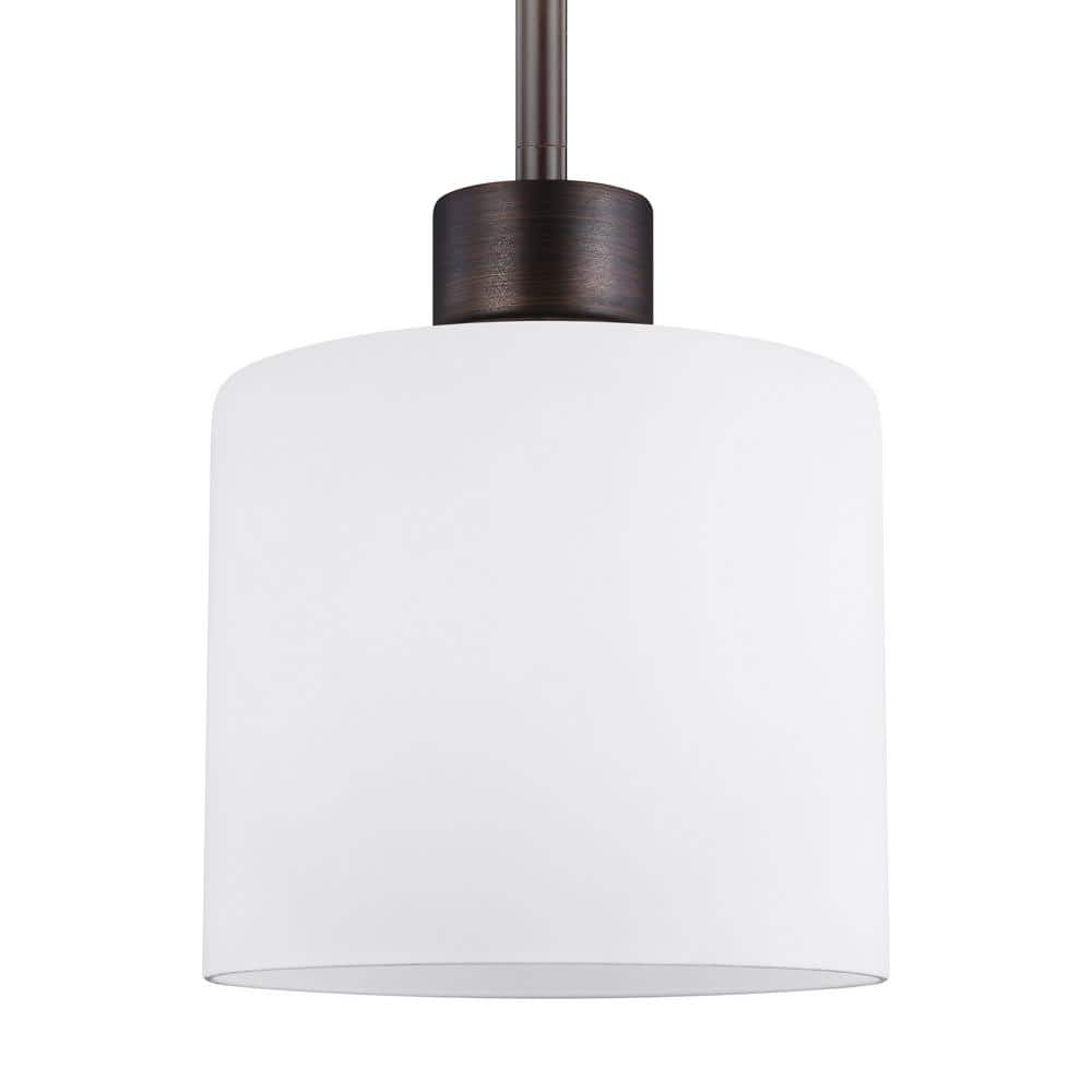 Mini Brushed Nickel LED Pendant Light with Etched Glass
