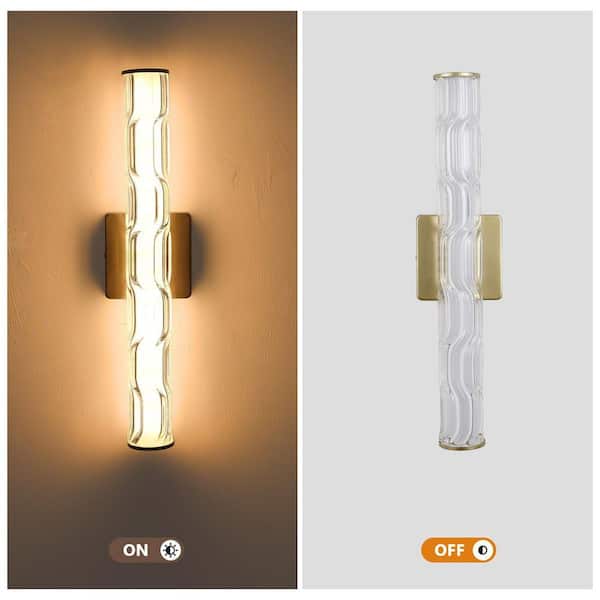 Jushua (2-Pack) 20 in. 1-Light Matte Gold Bathroom Bedroom Vanity
