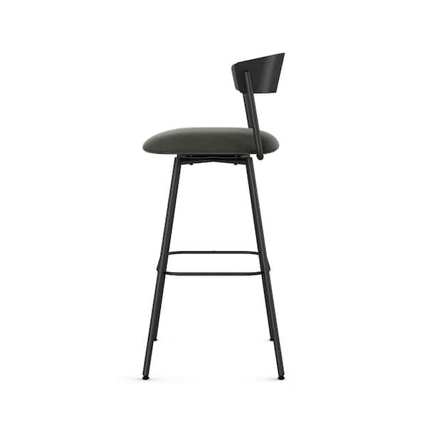 Ludwig 25.875 in. Charcoal Grey Polyester / Black Metal Swivel Counter Stool