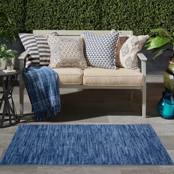 Essentials 3 ft. x 5 ft. Navy Blue Solid Contemporary Indoor/Outdoor Patio Kitchen Area Rug