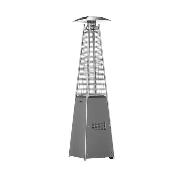 WESTIN OUTDOOR 46000 BTU Stainless Steel Pyramid Tube Outdoor Patio Gas Propane Heater with Wheels in Gray