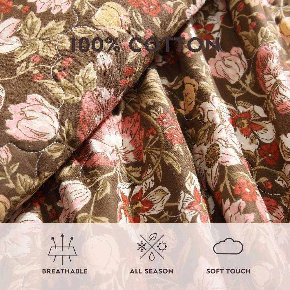 Marta Twin Reversible Brown Cotton Quilt Set