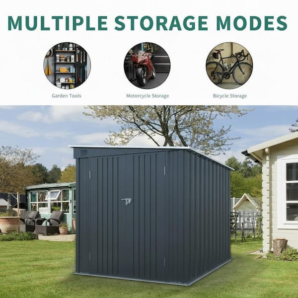 Carbon Black Galvanized Steel 6 ft. W x 8 ft. D Outdoor Storage