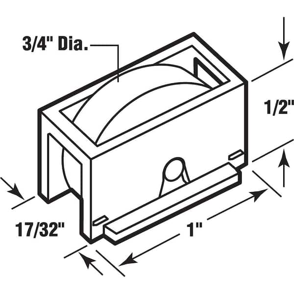 3/4 in., Black Plastic, Sliding Window Roller with Stainless Steel Ball bearing