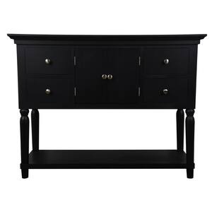 Taylor Four Drawer Wood Console Table with Shelf, Black Finish
