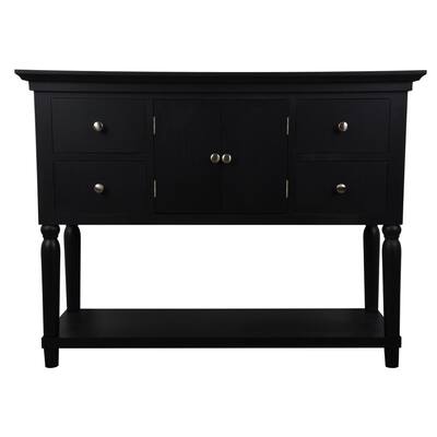 Taylor 42 in. Black/Brown Standard Rectangle Wood Console Table with 4-Drawers