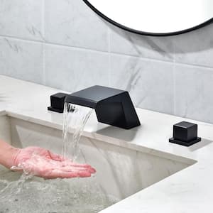 8 in. Widespread 2-Handle Low-Arc Bathroom Faucet in Spot Defense Matte Black