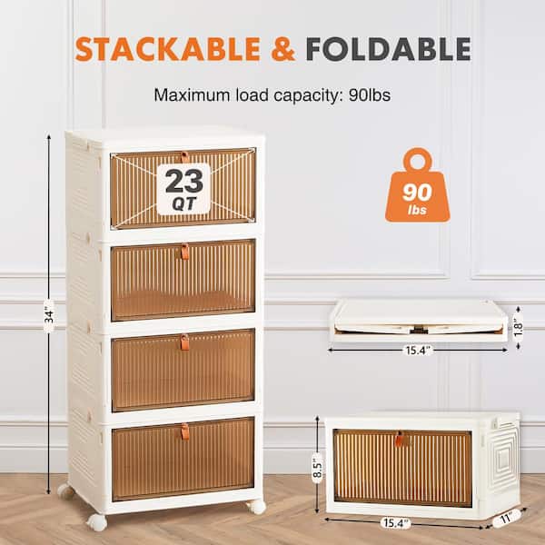 4 Tier Plastic Storage Bins with Lid and Wheels