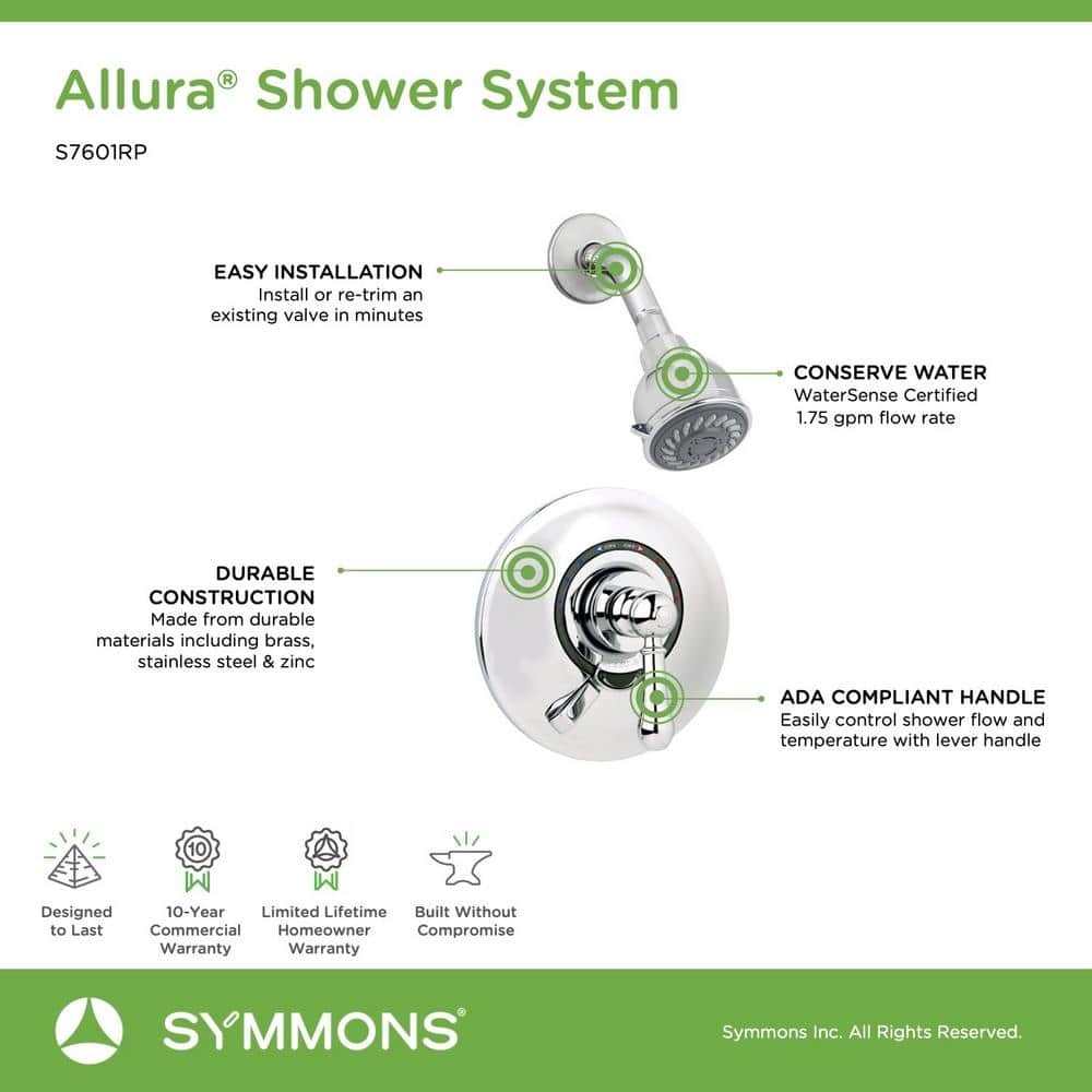 Allura Polished Chrome Single Handle Wall Mounted Shower System