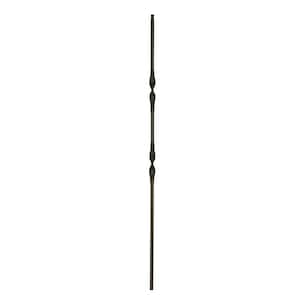 44 in. x 1/2 in. Flat Black Double Ribbon Hollow Iron Baluster