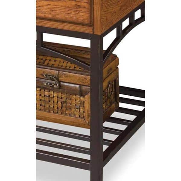 Craftsman Oak & Metal 26" Square End Table with Storage