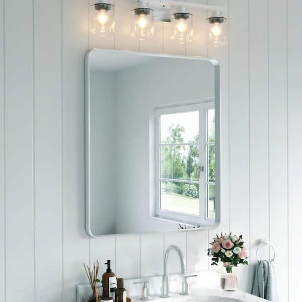 36 in. W x 30 in. H Rectangular Aluminum Framed Wall Bathroom Vanity Mirror in Silver