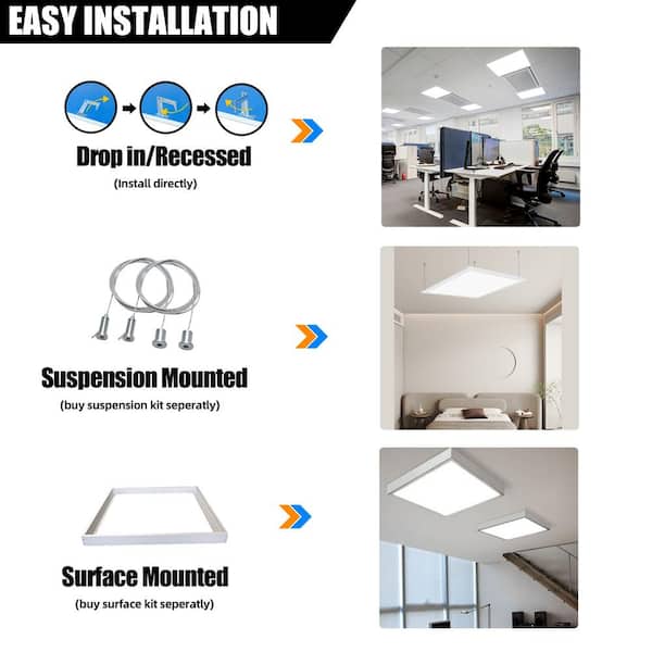 WYZM 2 ft. x 2 ft. 5800 Lumens Integrated LED Flat Panel Light 5000K Daylight 4 Pack