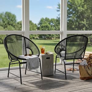 Sudzendf 25.2 in. H Black Metal Outdoor Lawn Chair for Adults with