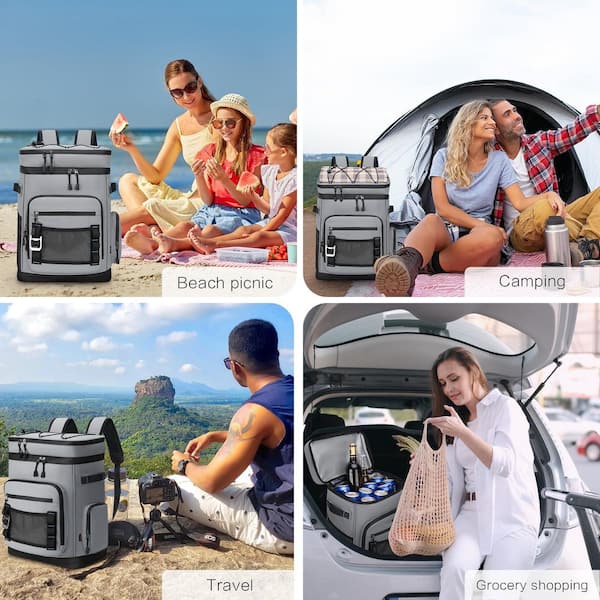 OGETFUUR 31.7 qt. Gray Insulated Backpack Cooler, Leak Proof  display picture 2