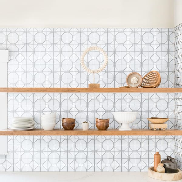 Hudson Moonbeam Glossy White 12 in. x 12 in. Porcelain Floor and Wall Mosaic Tile (9.8 sq. ft./Case)